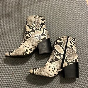 Snake print booties